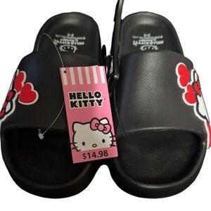 NWT - Hello Kitty Black/Red Kids Slip -on Sandals Size 2-3.